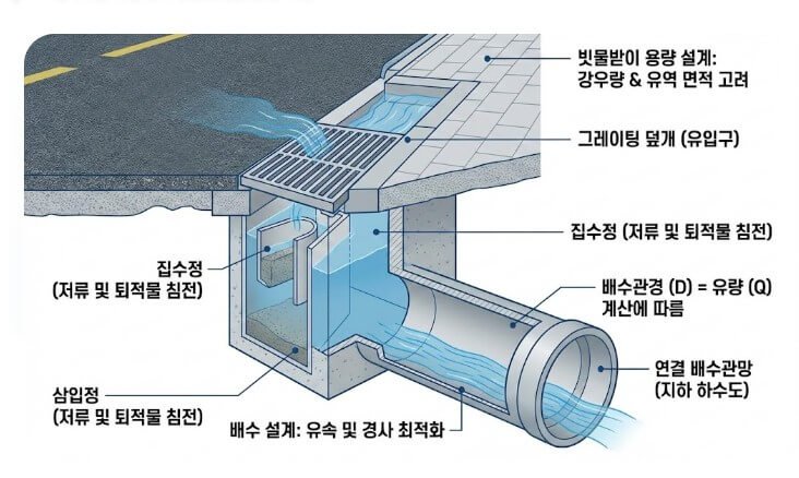 빗물받이 용량과 배수 설계, 침수 없는 동네의 숨은 요소 - 24Pedia