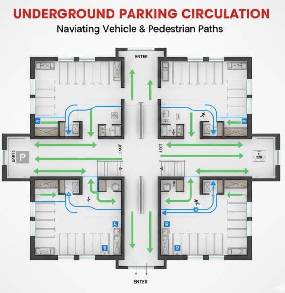 지하주차장동선